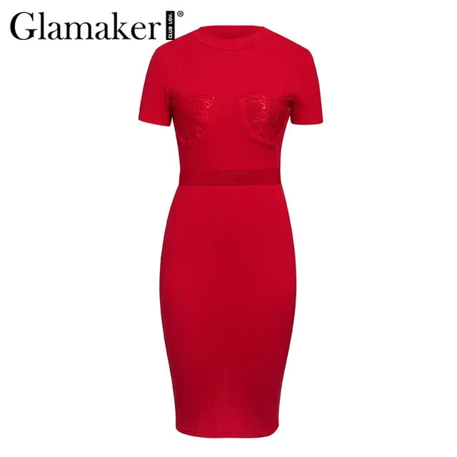 Glamaker Strapless hollow out sexy women dress