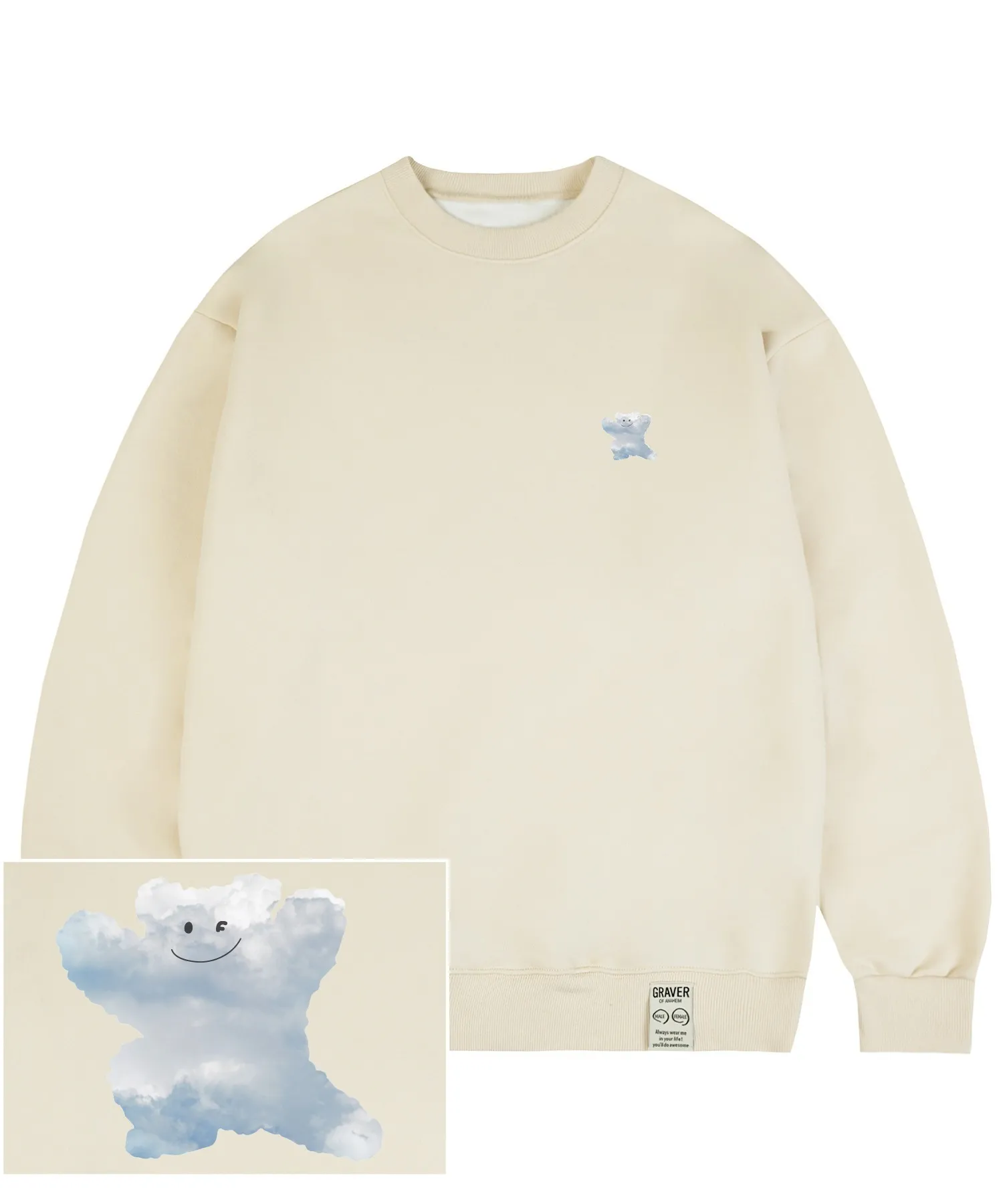 GRAVER  |[GRAVER]★SMALL CLOUD BEAR SMILE SWEATSHIRT