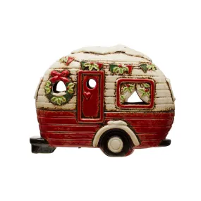 Hand-Painted Stoneware Camper with LED Lights - FINAL SALE