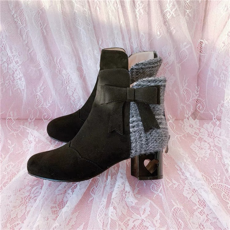 Heart shape hollow out bootie