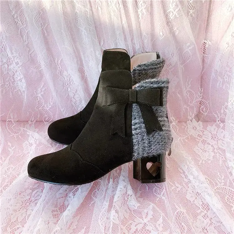 Heart shape hollow out bootie