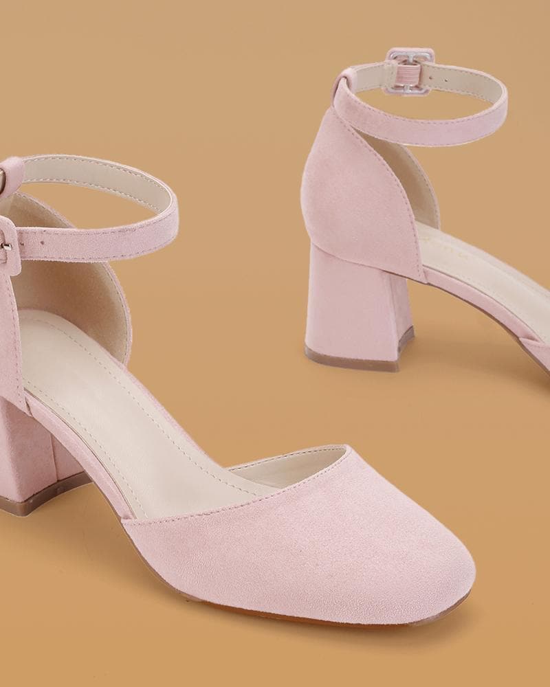 Hollow-out Adjusting Buckle Chunky Heels