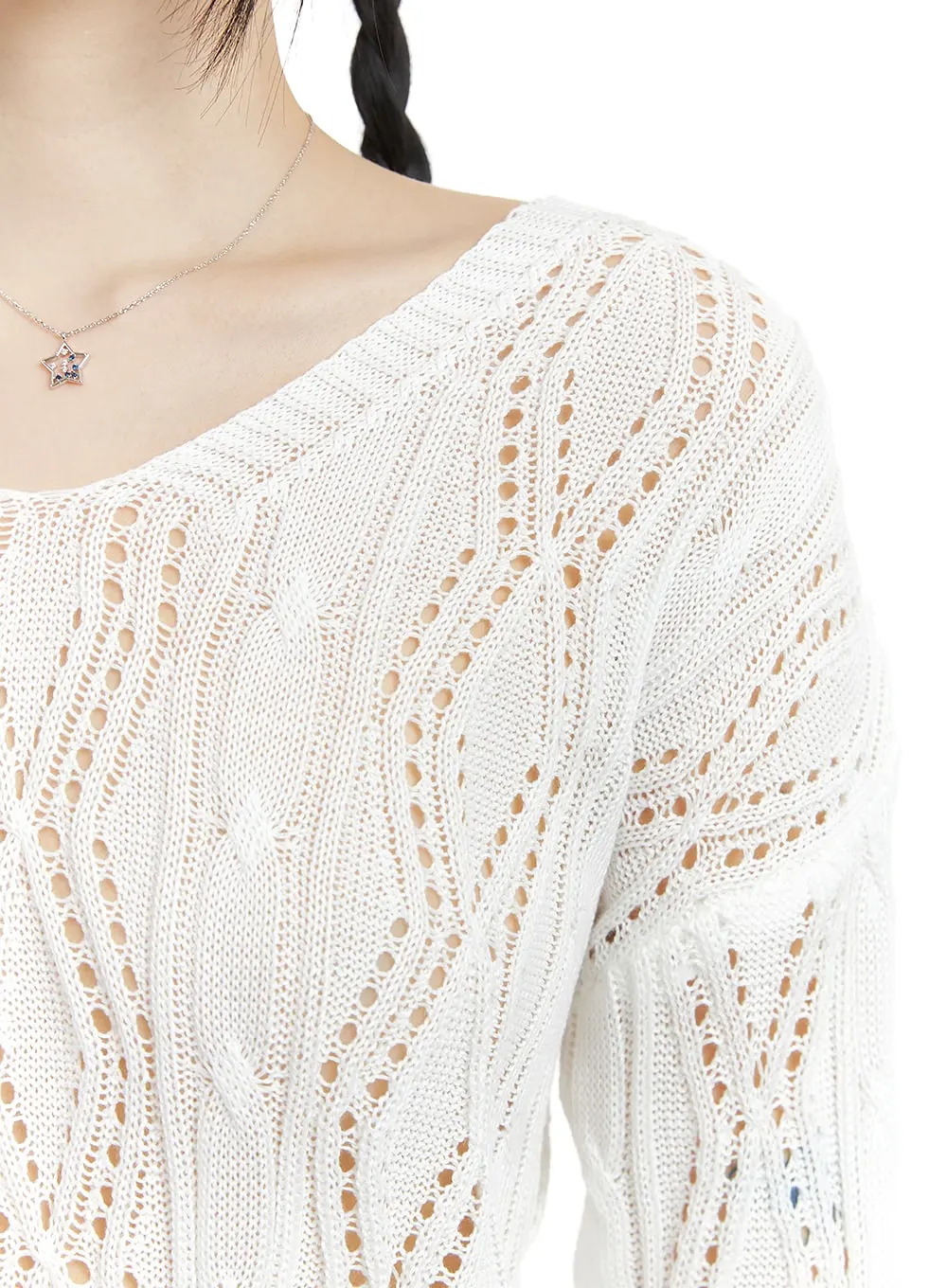 Hollow Out Cable Knit Sweater OM426