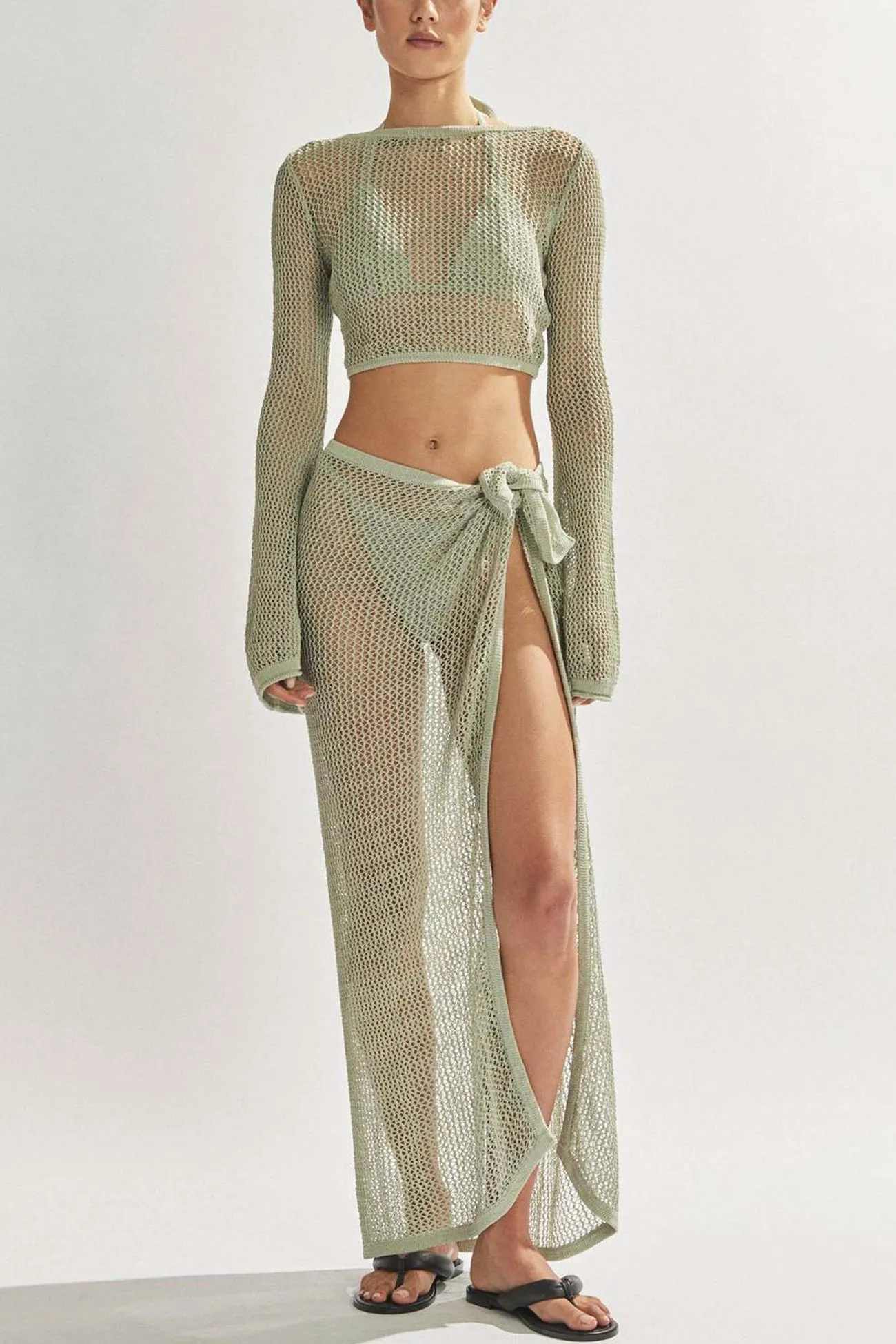 Hollow Out Crochet Cover-up Knit Set