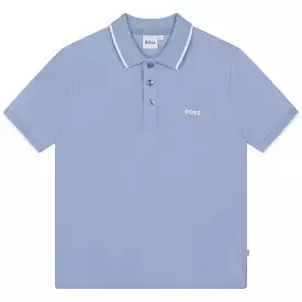 Hugo Boss Boys Basic Short Sleeve Polo _Pale Blue J25O25-77A