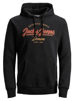 Jack & Jones Logo Drawstring Hoody - Black