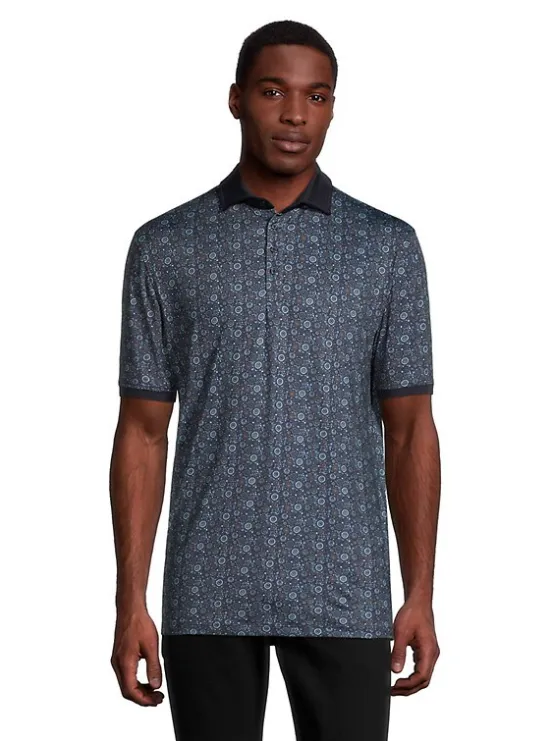 John Lennon Men's Polystretch Pattern Polo - BLUE FLORAL