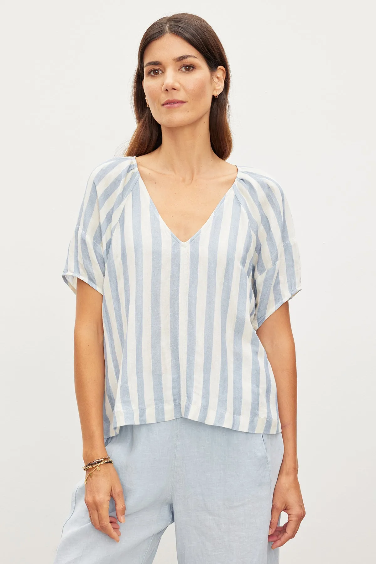 KATY STRIPED LINEN TOP