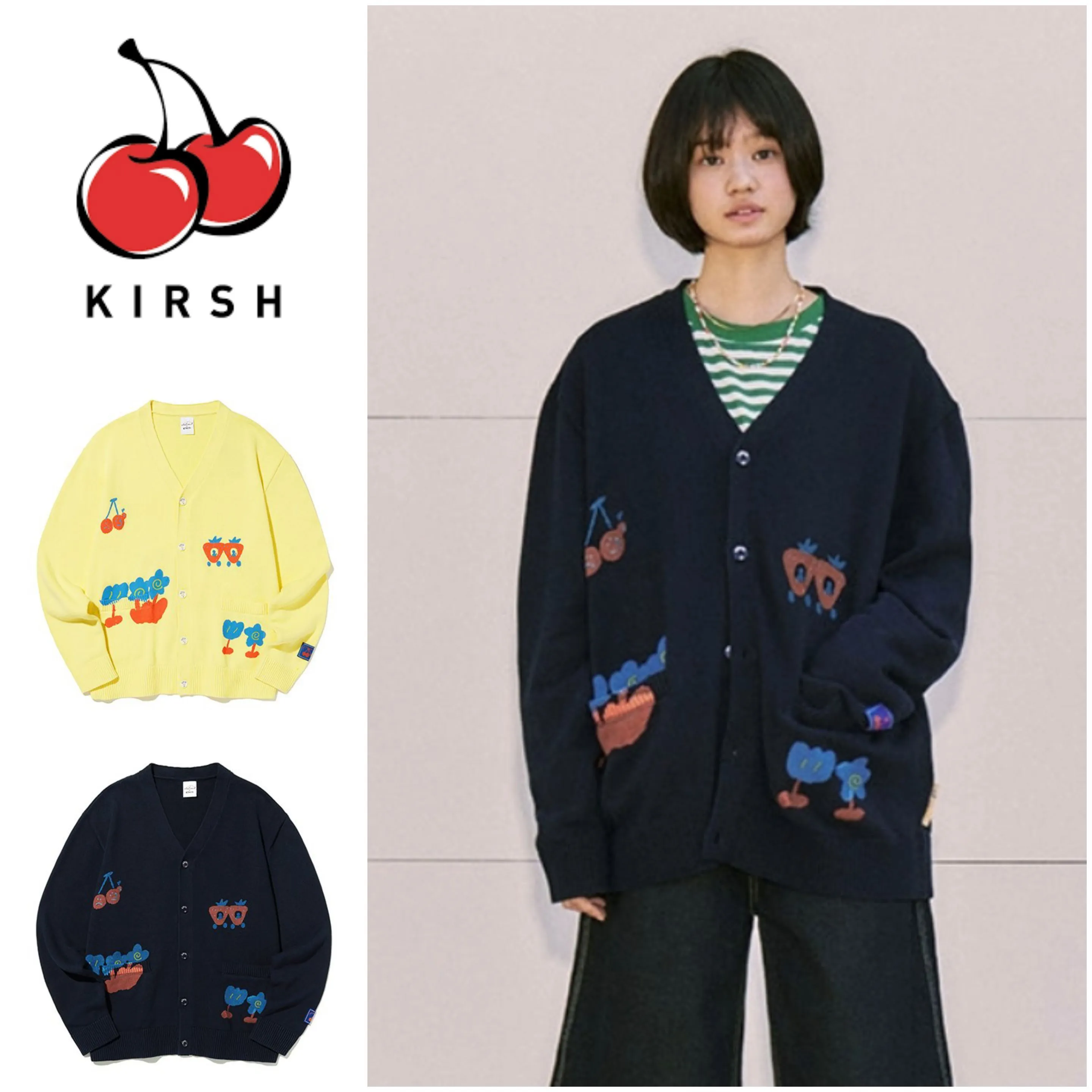 KIRSH  |Unisex Street Style Long Sleeves Logo Cardigans