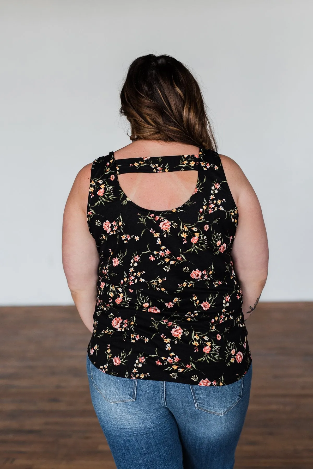 Let's Begin Again Floral Tank Top- Black