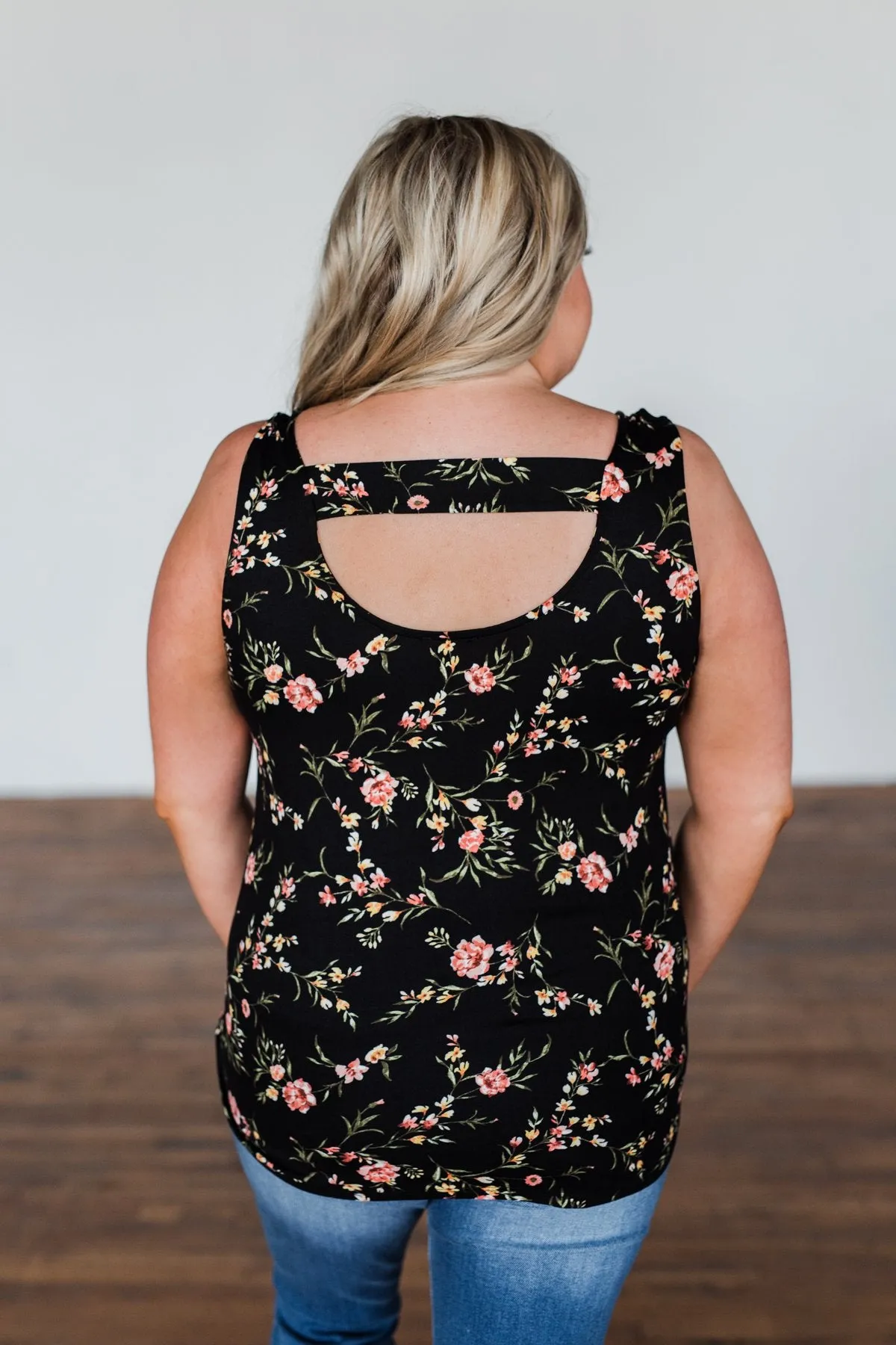 Let's Begin Again Floral Tank Top- Black