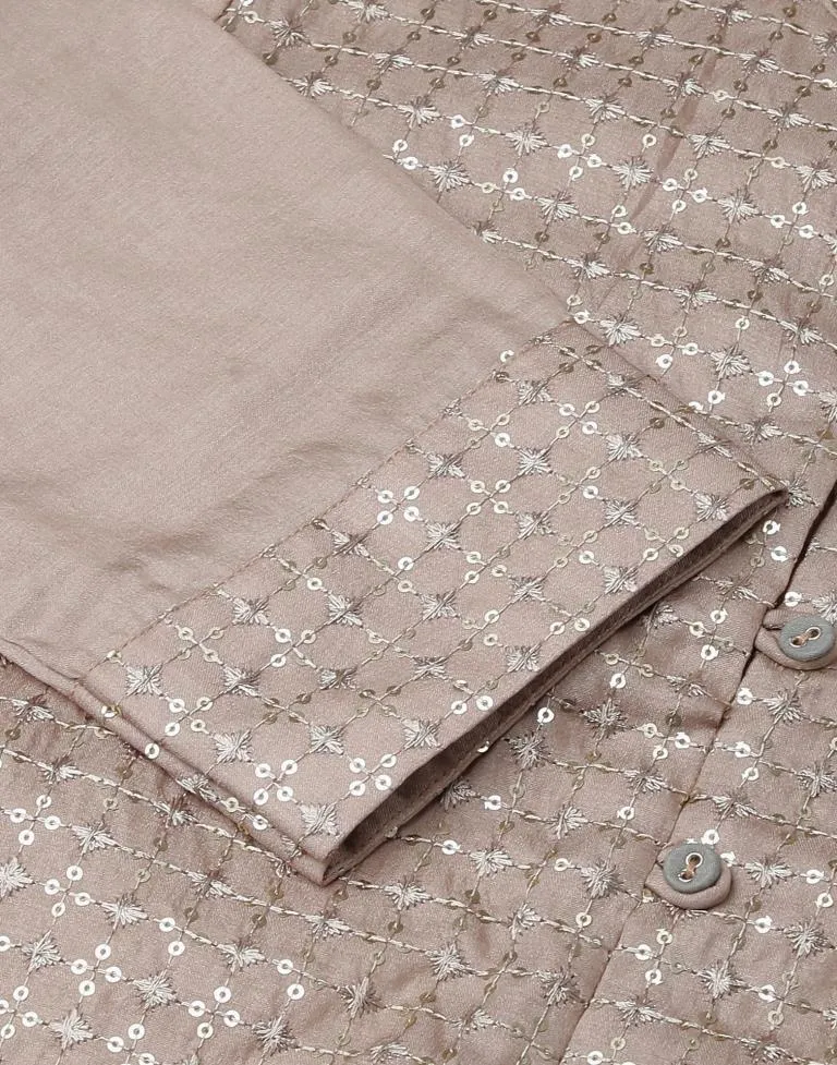 Light Brown Embroidery Silk Straight Kurta