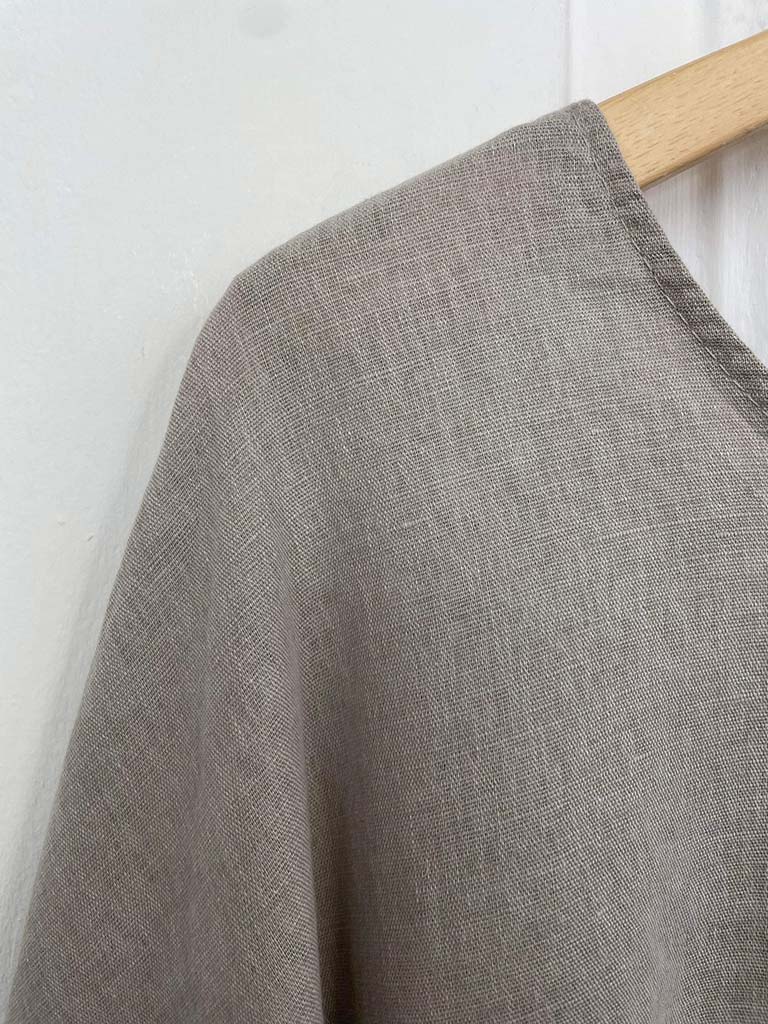 Linen Mix Boxy Top - Stone