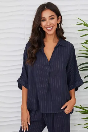 Linen Pinstripe Top