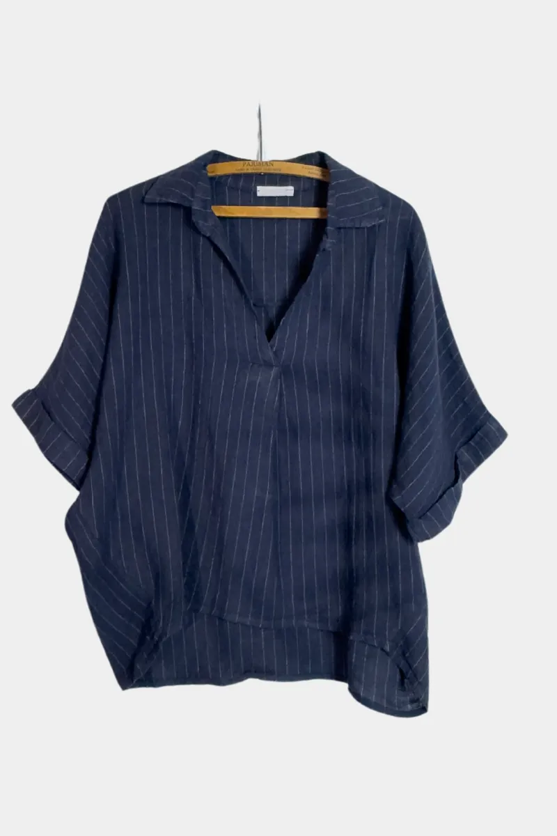 Linen Pinstripe Top