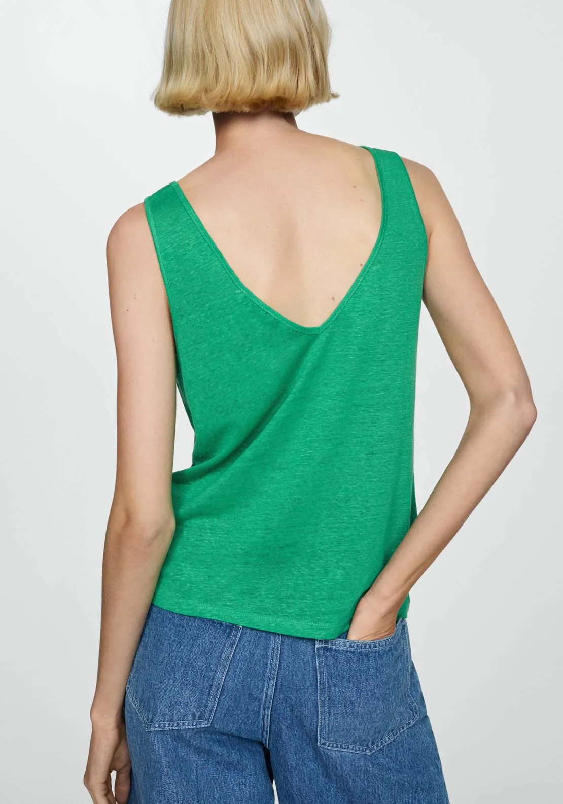 Linen top with knotted straps