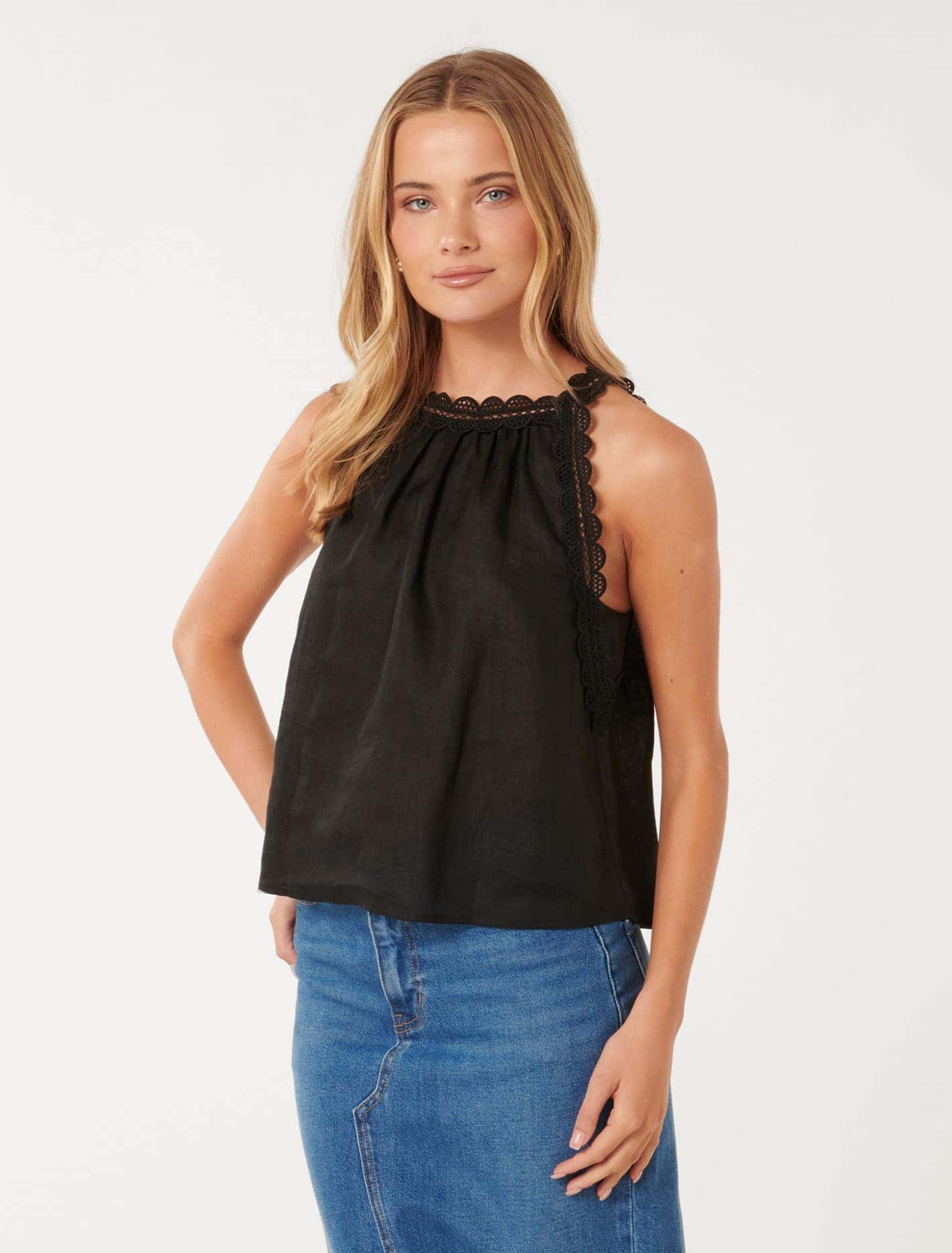 Linley Linen Trim Tank Top