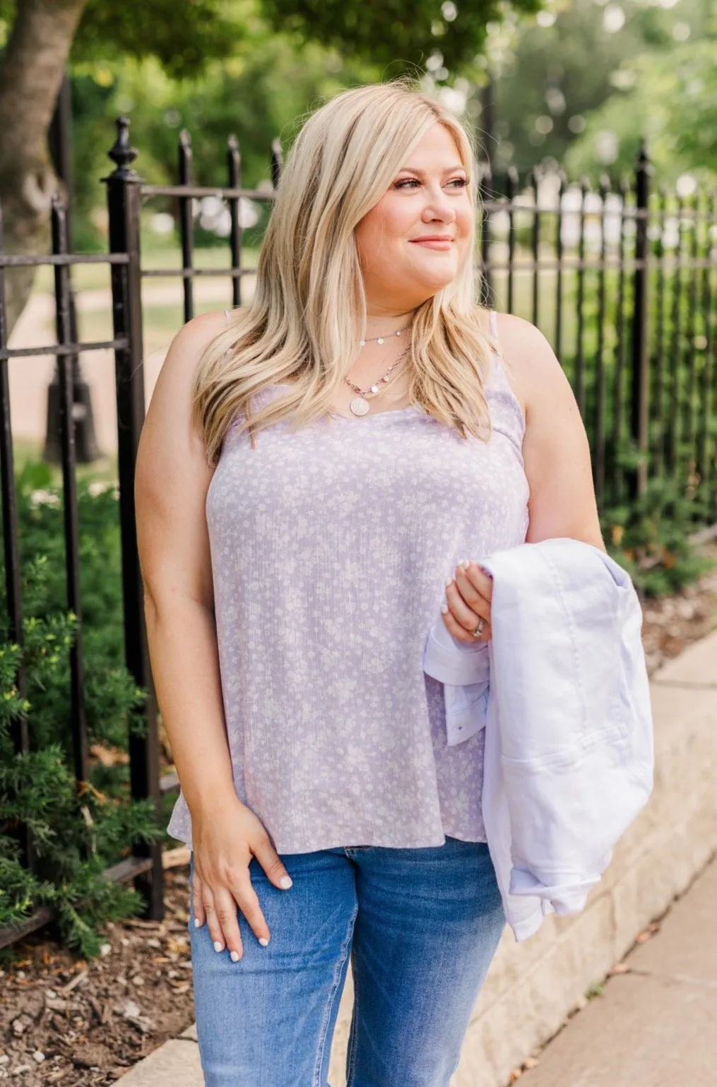 Lost In A Daydream Floral Tank Top- Lavender