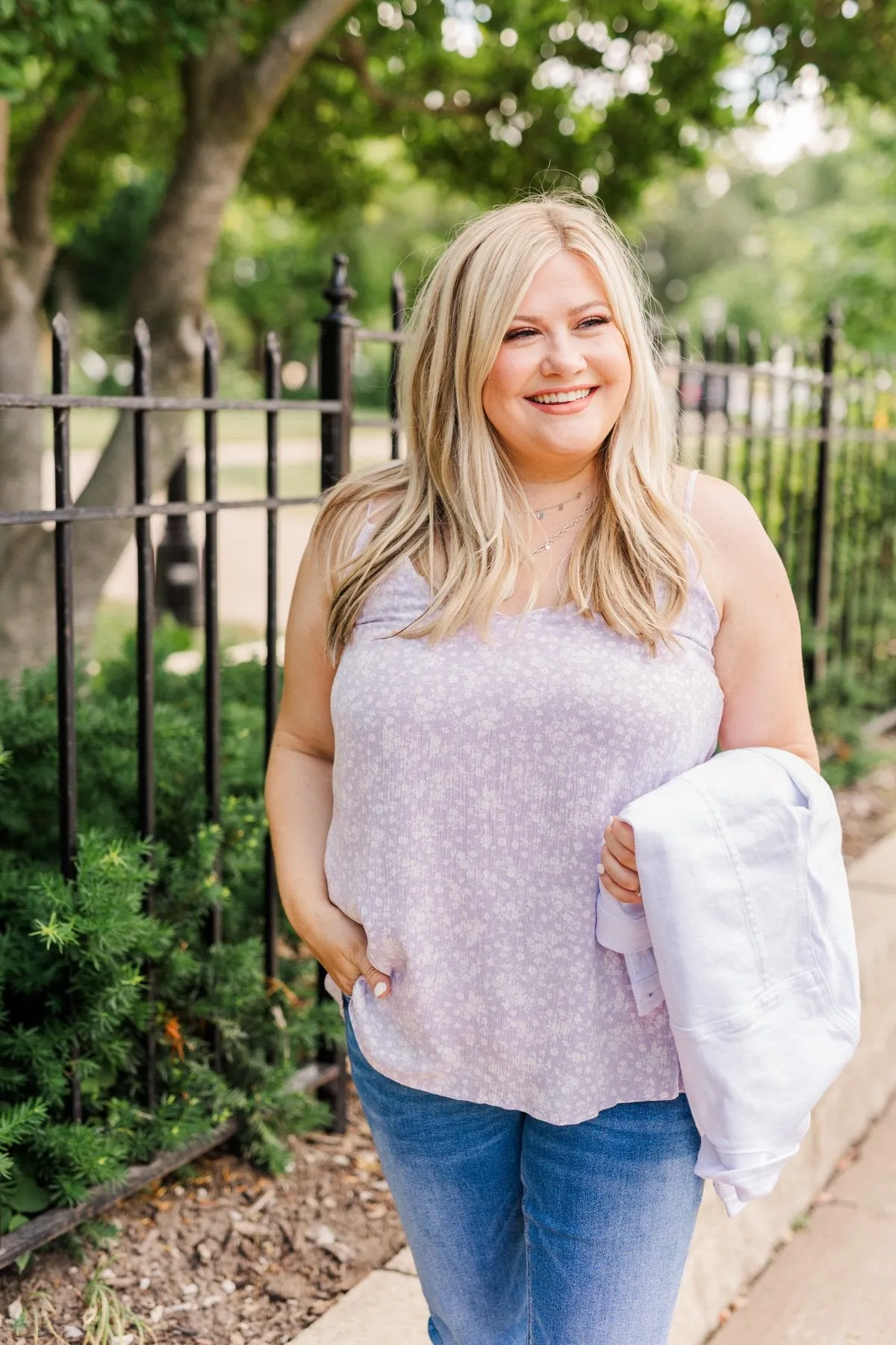 Lost In A Daydream Floral Tank Top- Lavender