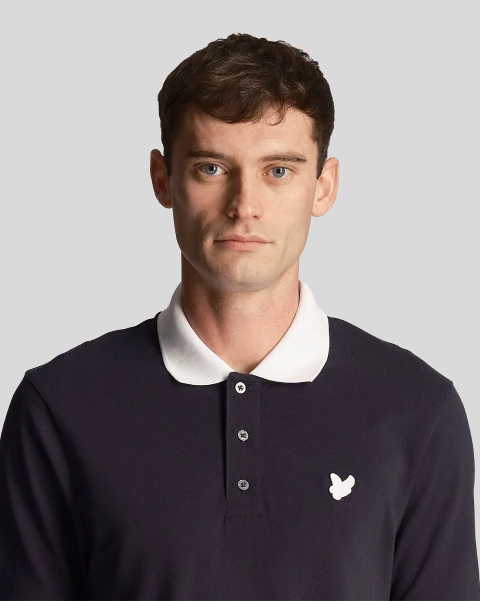 Lyle & Scott Tonal Ringer Short Sleeve Polo Shirt Dark Navy/White