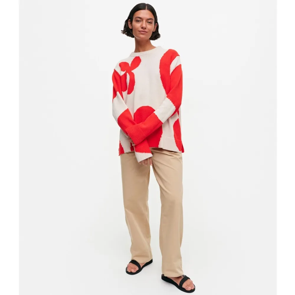 marimekko  |Crew Neck Casual Style Rib Long Sleeves Cotton Medium