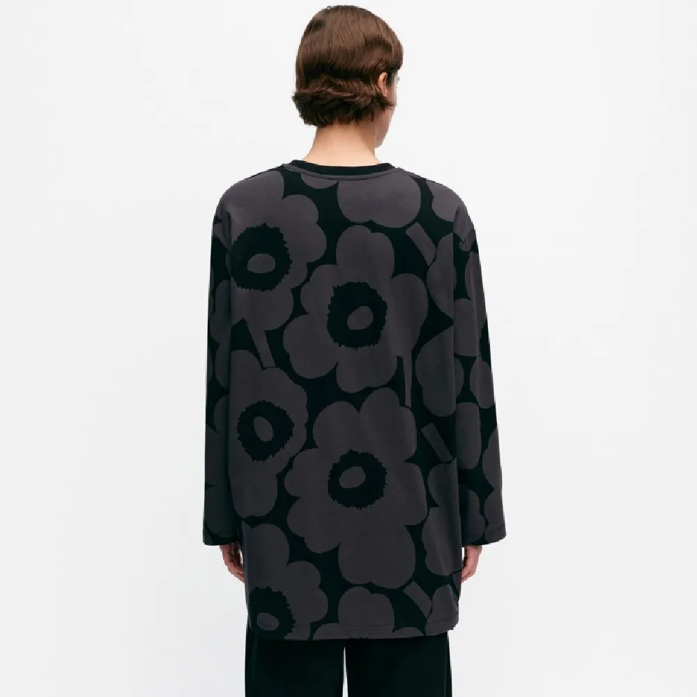 marimekko  |Crew Neck Flower Patterns Rib Long Sleeves Cotton Tunics