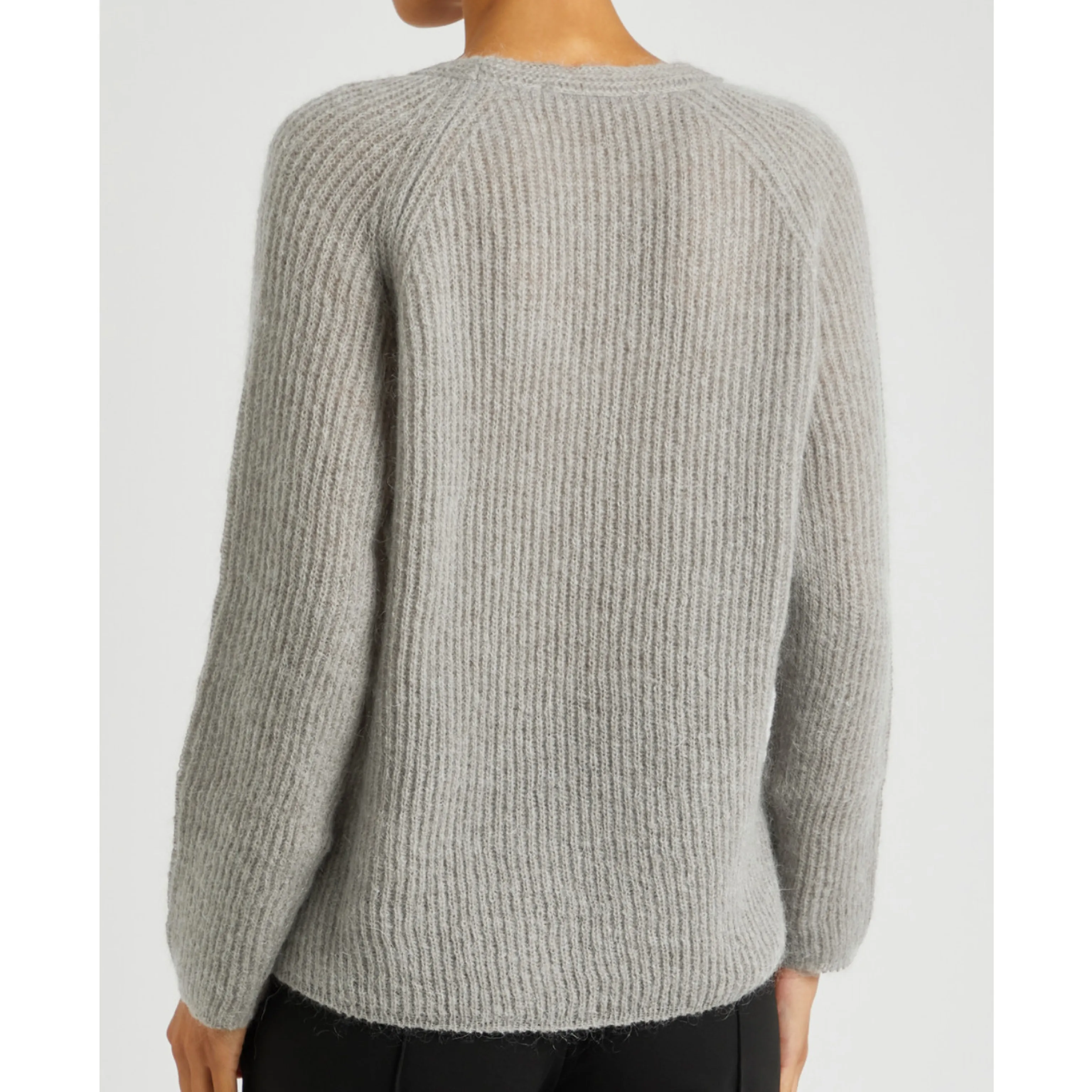 Max Mara LEISURE  |Casual Style Rib V-Neck Long Sleeves Plain