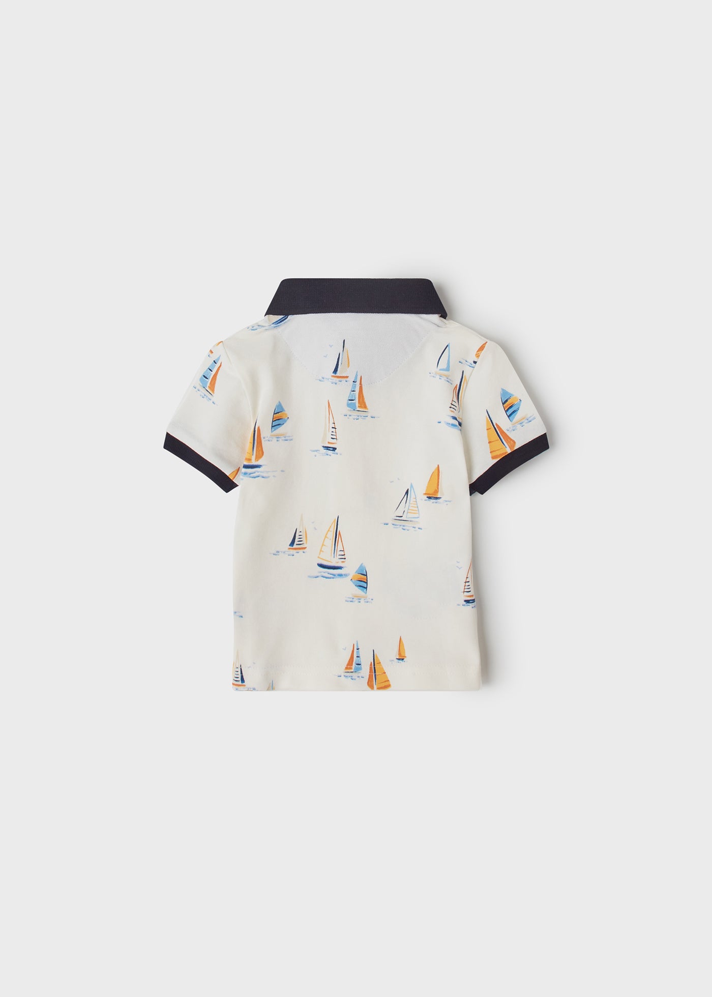 Mayoral Baby Short Sleeve Polo w/ Boats _Off White 1106-60