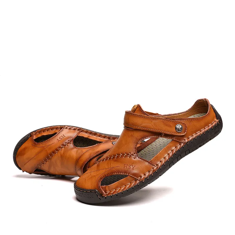 Men's Hand Stitching Hollow Out Leather Sandals