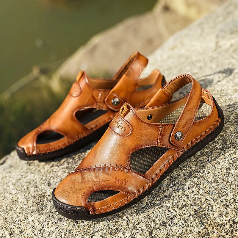 Men's Hand Stitching Hollow Out Leather Sandals