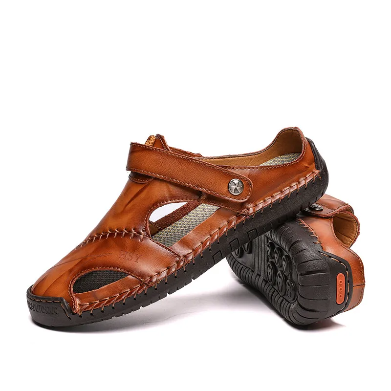 Men's Hand Stitching Hollow Out Leather Sandals