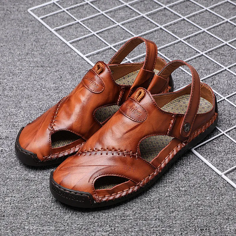 Men's Hand Stitching Hollow Out Leather Sandals