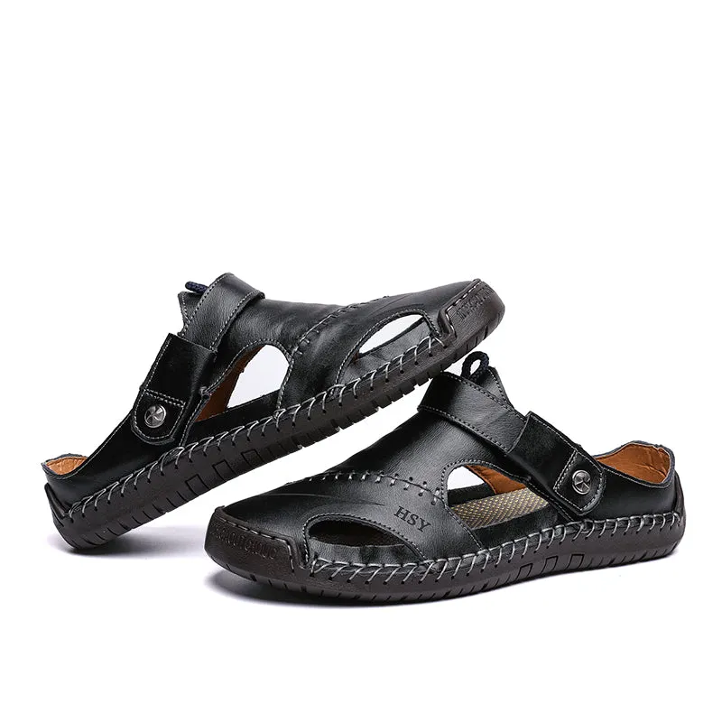 Men's Hand Stitching Hollow Out Leather Sandals