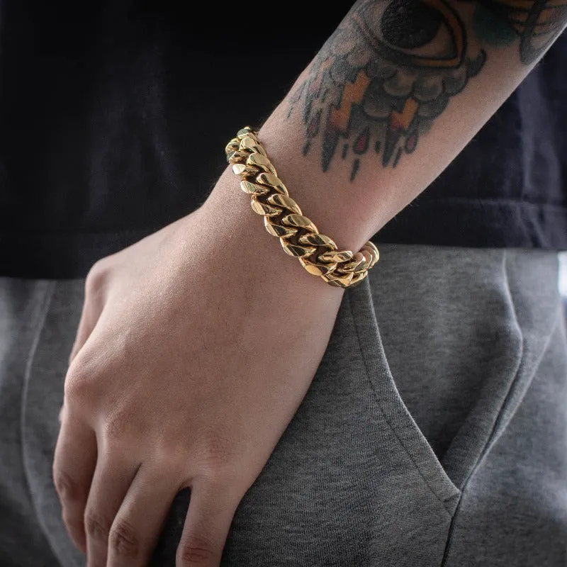 Miami Cuban Link Bracelet (14mm) in Yellow/White Gold