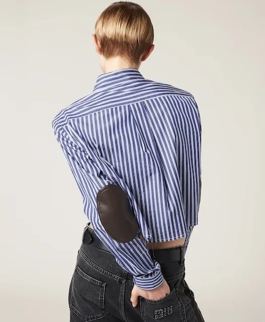 MiuMiu  |Stripes Casual Style Long Sleeves Cotton Office Style Logo