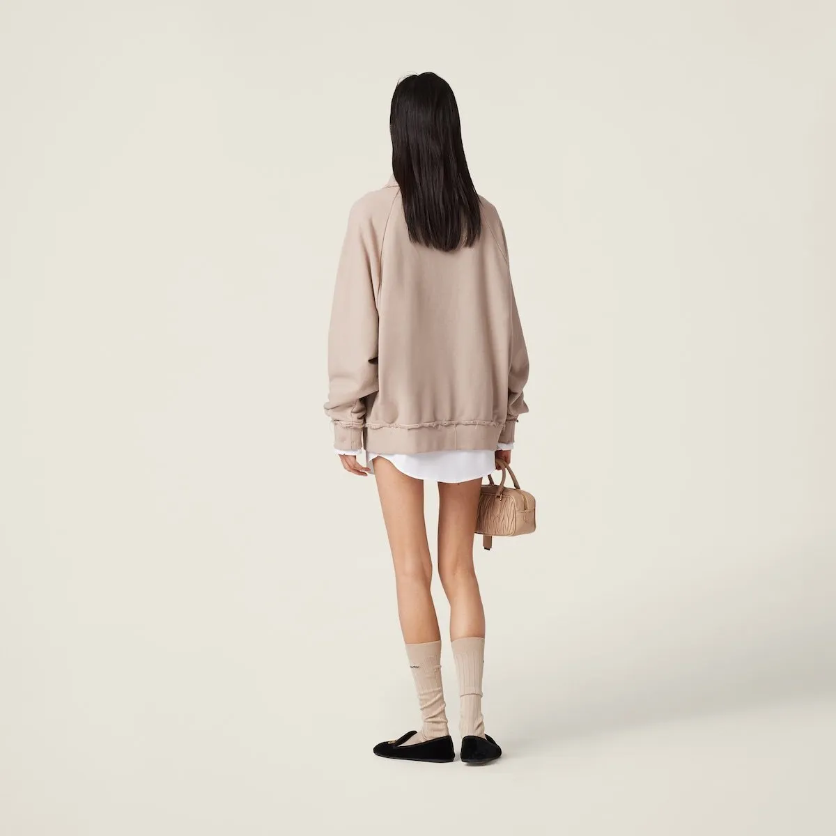 MiuMiu  |Unisex Rib Street Style Long Sleeves Plain Cotton Oversized