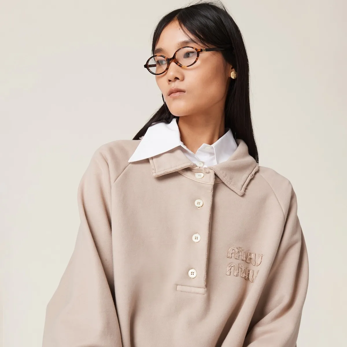 MiuMiu  |Unisex Rib Street Style Long Sleeves Plain Cotton Oversized