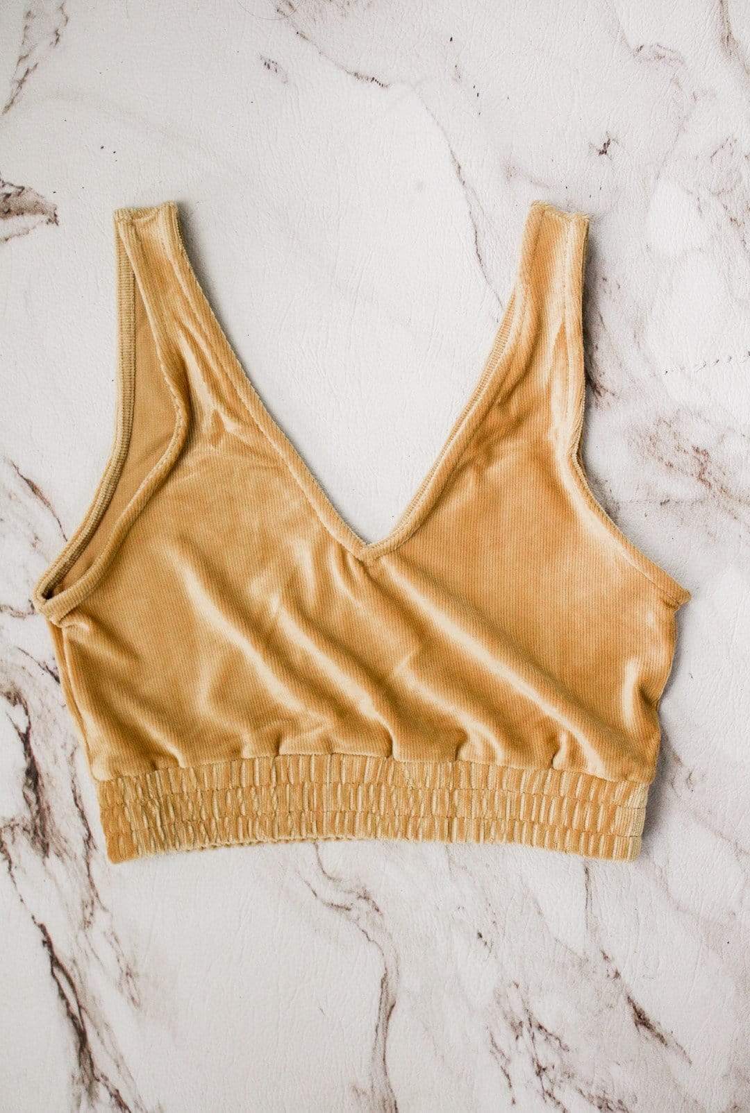 Mustard Velvet Crop Top