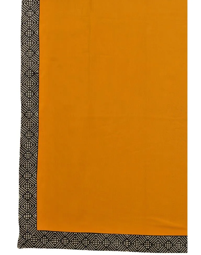 Mustard Yellow Coloured Georgette Plain Casual saree