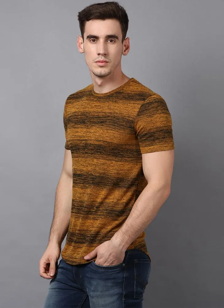 Mustard Yellow Contrast Stripe T-shirt