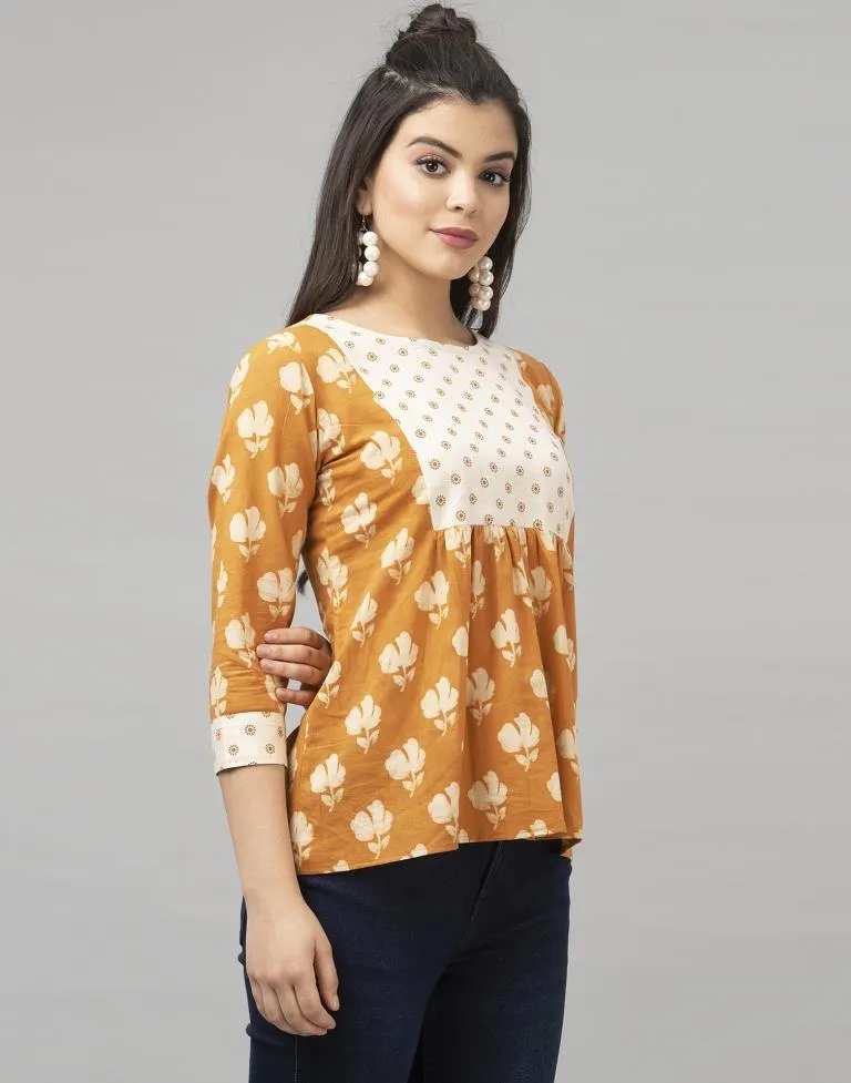 Mustard Yellow Printed Top