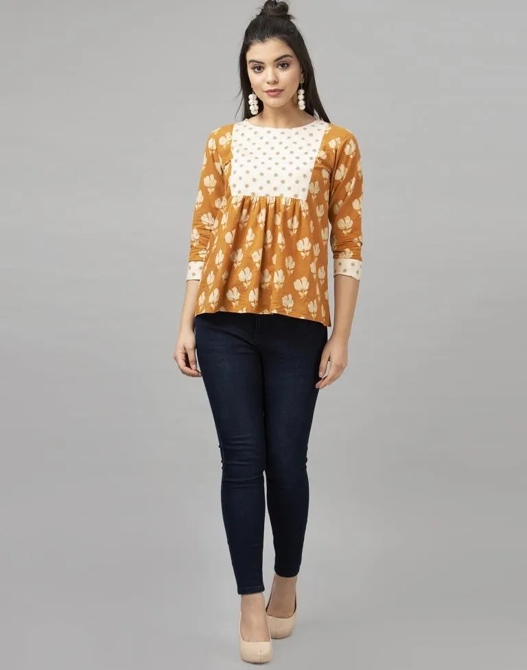 Mustard Yellow Printed Top