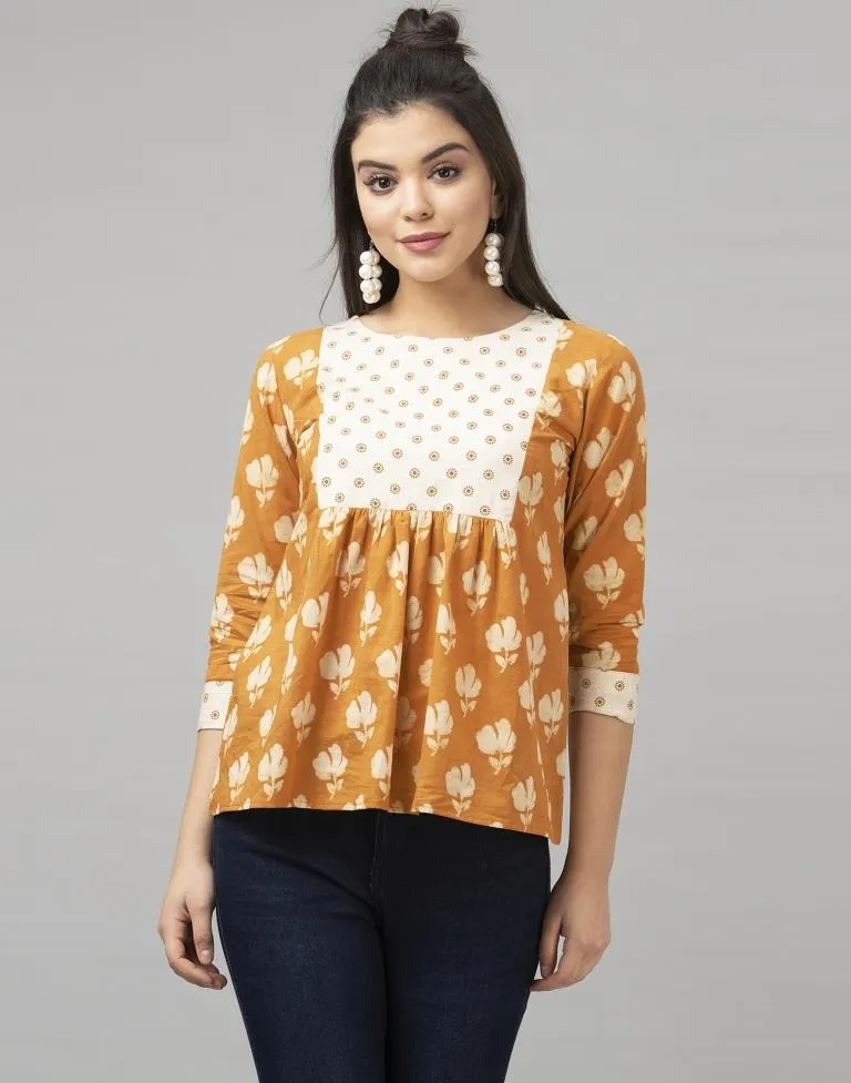 Mustard Yellow Printed Top