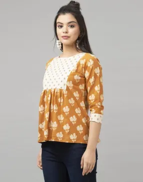 Mustard Yellow Printed Top