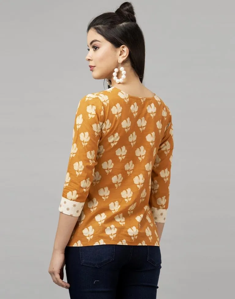 Mustard Yellow Printed Top