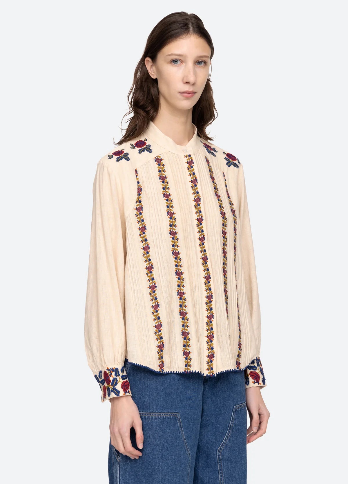 Nan Silk Embroidery Top