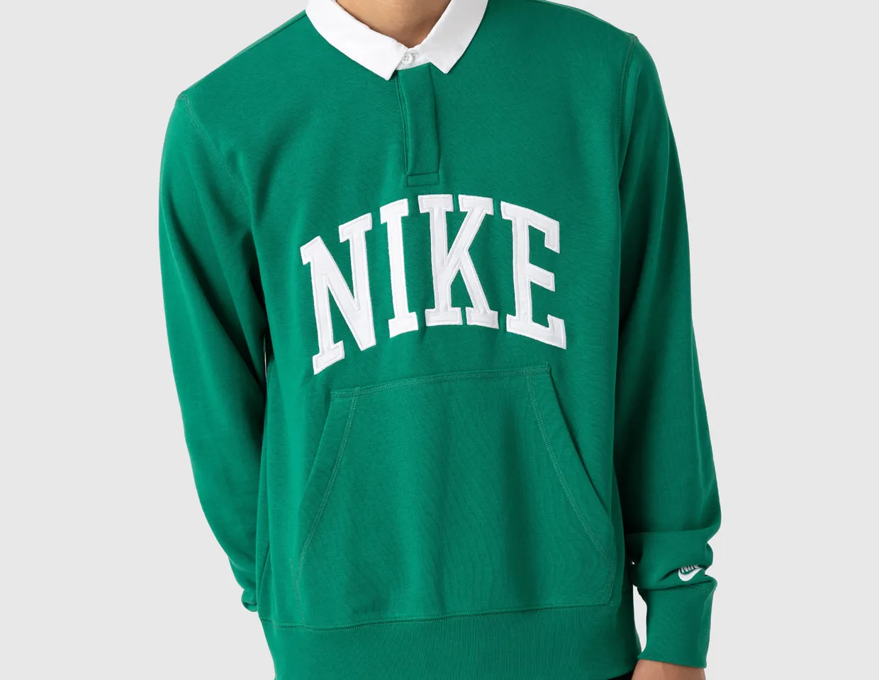 Nike Long-Sleeve Fleece Polo Malachite / White