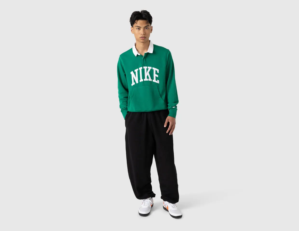 Nike Long-Sleeve Fleece Polo Malachite / White