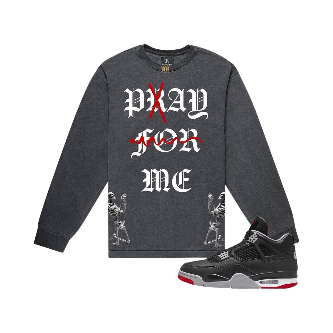 November Reine “Pay Me” Long Sleeve Grey Tee