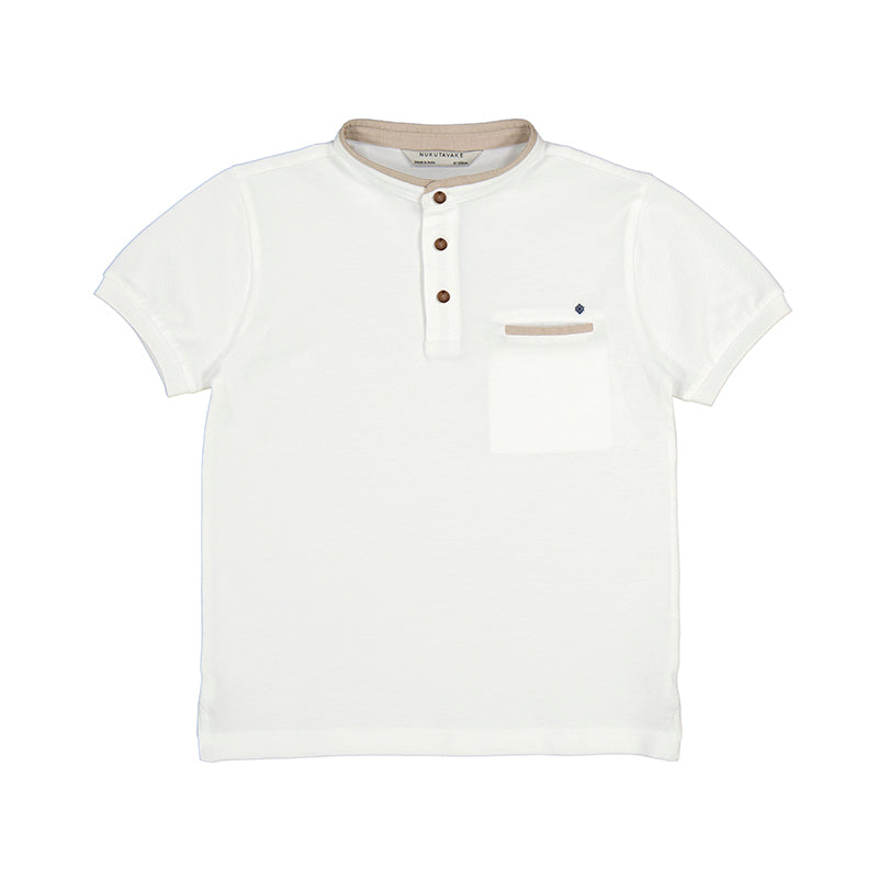 Nukutavake Boys Short Sleeve Polo with Mandarin Collar_ 6108